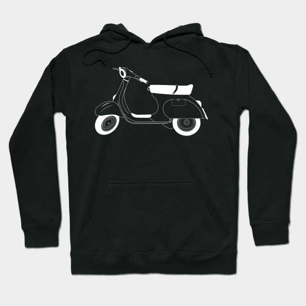 Vespa 125 Primavera White Outline Hoodie by kindacoolbutnotreally